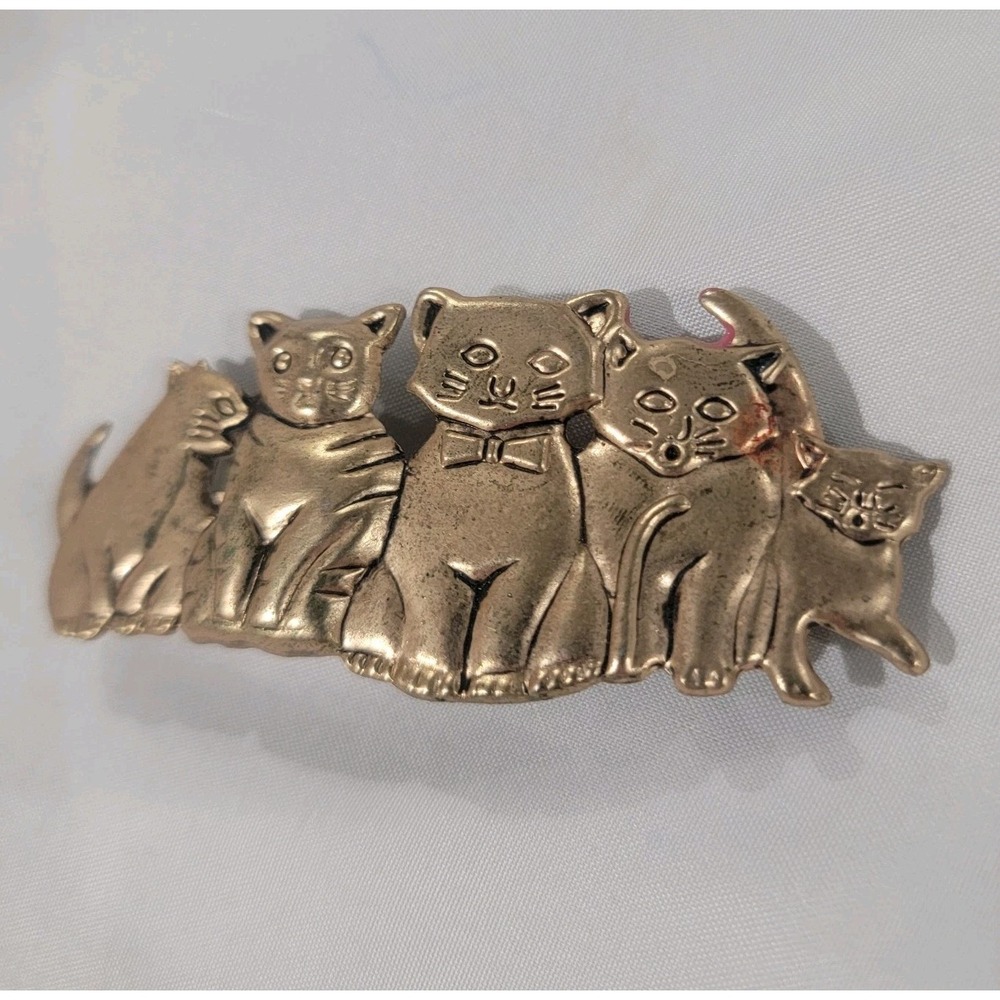 Cat Hair Clip‎ Vintage Gold Colored Kitty Retro
